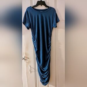 DKNY Blue Gathered Midi Dress